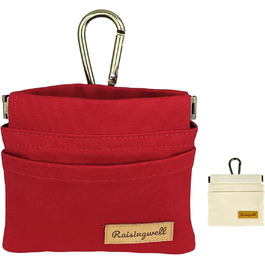 Сумка для корму для собак Leckerlibeutel – зручна для прогулянок, з міцної бавовни, з карабіном та самозакривною застібкою, ідеальна для подорожей та активного відпочинку (червона)
