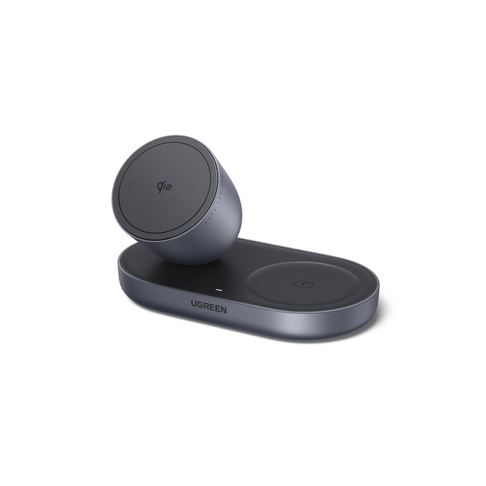 Зарядний пристрій бездротовий UGREEN 2-в-1 MagSafe 15W Qi2 для iPhone 17/16/15/14/13/12 та AirPods, кабель 1м (Чорний)