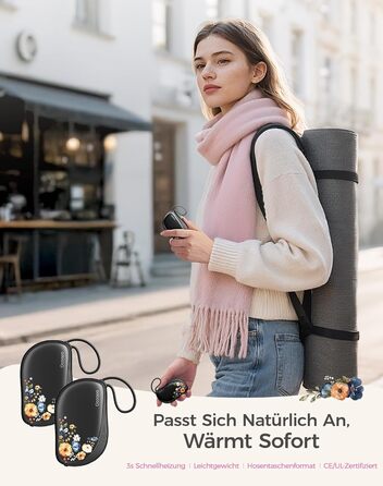 Електричні грілки для рук OCOOPA 2 шт., багаторазові, 4000mAh, подарунок на Новий рік, 1,5 см, в рукавички, зимові аксесуари, Ocoopa x UT5 Wiesengeflüster (Кількісний випуск)