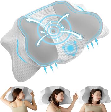 Uniency Orthopedic Memory Foam Anti-Snore Pillow - Ergonomic Neck Support Pillow for Side, Back & Stomach Sleepers (Gray)