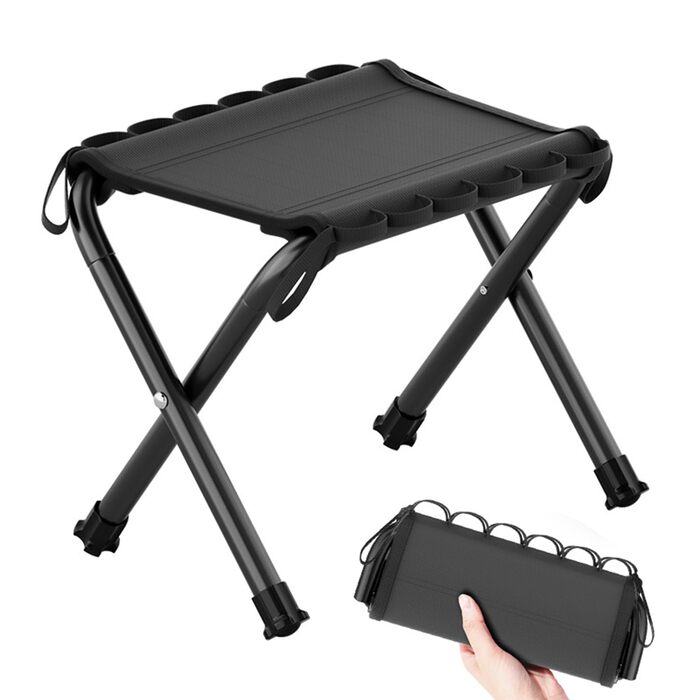 Складаний туристичний стільчик-табурет для кемпінгу (чорний)