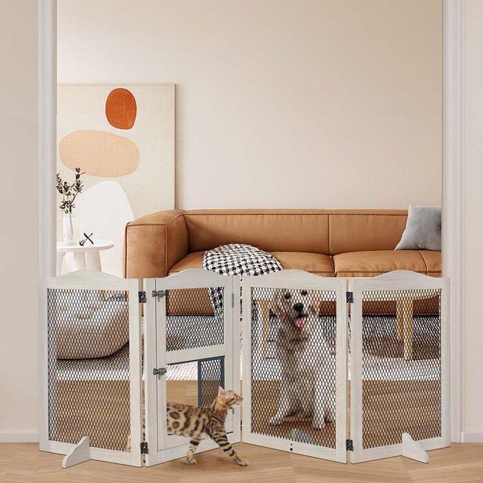 Захисний бар'єр для каміну Unipaws, огорожа для собак, 6 панелей, без свердління, білий (сірий)