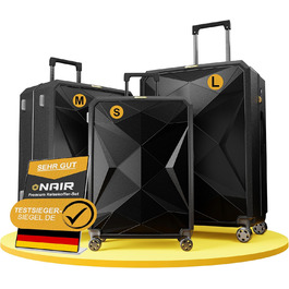 Набір валіз ONAIR 3 шт. (S, M, L) – чорний & золотий, водонепроникний корпус ABS з TSA-замком, тихі колеса, міцний, для подорожей