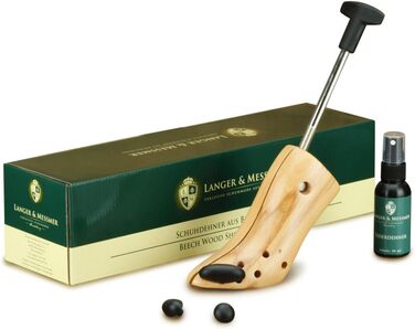 Langer & Messmer shoe stretchers for women against tight shoes, boots, or high heels - made of solid beechwood and metal mechanics - stretches in width or length & incl. leather stretching spray (EU 37/39.5, UK 4.5/6, High Heels)