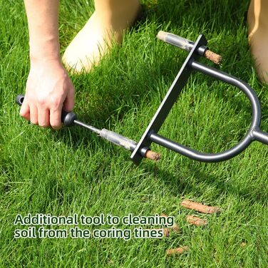 Ohuhu Aerator for Lawns, Lawn Aerator, Core Aerator with Storage Bag and Cleaning Tool, Heavy-Duty T-Handle Lawn Aerator for Compacted Soil Lawn Care