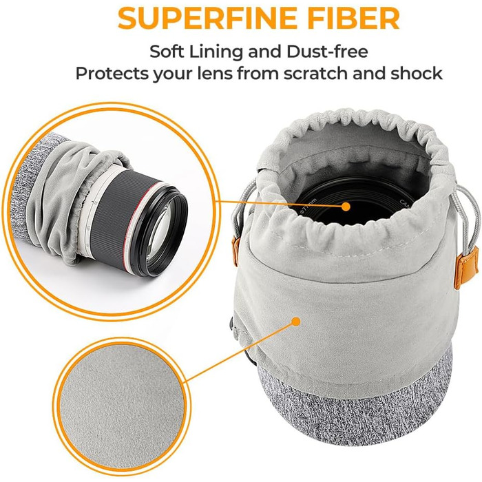 Чохол для об'єктива K&F CONCEPT, 2-в-1, неопрен, 10 x 18 см