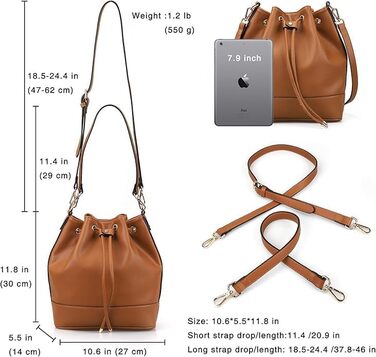 Сумка жіноча AFKOMST через плече, велика м'яка сумка-шопер з двома ременями (коричнева)