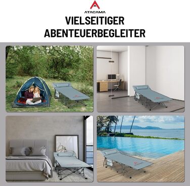 Ліжко похідне Atacama складане, ультралегке для кемпінгу та риболовлі, комфортне, портативне, розмір XXL 190x68x38 см