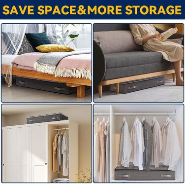 Комод під ліжко Boic, 2 шт., 60 л, для зберігання постільної білизни та одягу, з кришкою, складний, велика коробка для зберігання