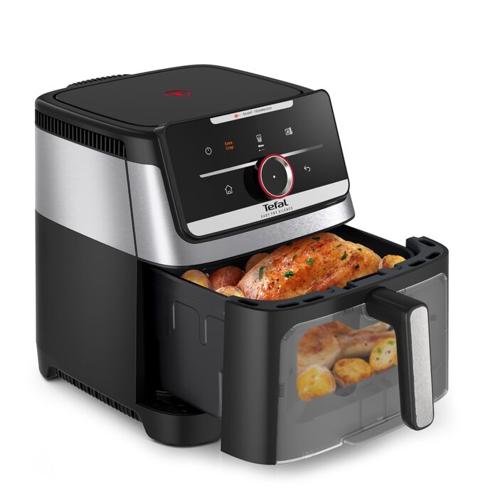 Фритюрниця Tefal Easy Fry Silence 7л з оглядовим вікном, біла (EY8421E0) - аерофритюрниця з тихим режимом, 10 програм, до 8 порцій
