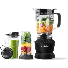 Блендер Nutribullet Full Size Combo 1200 Вт, електричний міксер, багатофункціональний подрібнювач, 1,9 л кувшин, склянки 946 мл і 710 мл, чорний, модель NBF500MB
