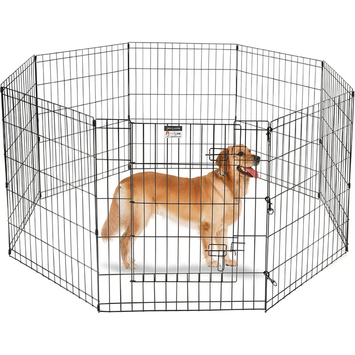 Клітка-вольєр для собак Petmaker – металева розкладна клітка з 8 панелей 61x76,2 см для собак, котів та дрібних тварин, з дверцятами