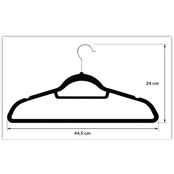 50 шт. Чорні велюрові вішалки для одягу з нековзким покриттям, для костюмів та краваток, з поворотним механізмом 360°, сріблясті