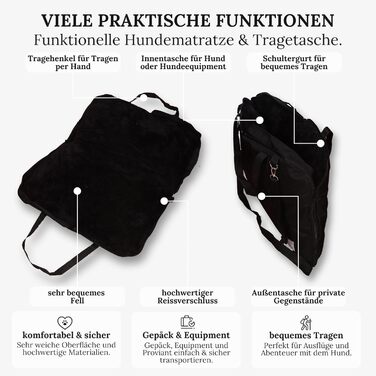 Ортопедичне собаче ліжко Wanderpfote для подорожей – зручне та сертифіковане ліжко для собак (M, Чорний)