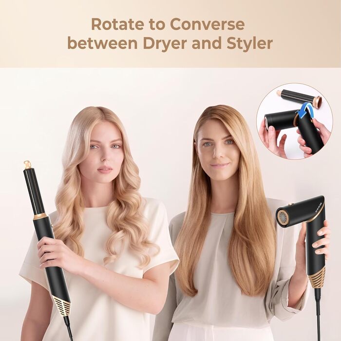 Стиліст для волосся 5 в 1: фен, плойка, щипці, брашінг, об'єм. Чорний