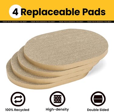 Котячий когтетоп з коробкою та 4 змінними когтеточками - великий комплекс з міцного гофрокартону, двосторонні когтеточки з наклейками DIY - лежанка для котів у квартирі, захист меблів. Великий котячий бокс + 4 когтедрови + наклейки