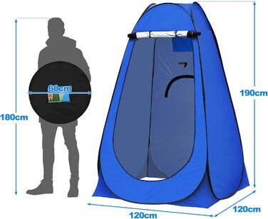 Намет для туалету та душу TUKAILAI для кемпінгу, Pop-Up, 120x120x190 см, блакитний