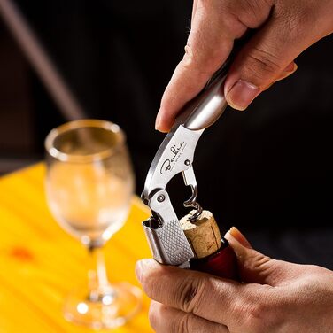 Ніж для офіціантів з нержавіючої сталі - професійний штопор для ресторану з відкривачем пляшок та різаком фольги + електронна книга про вино