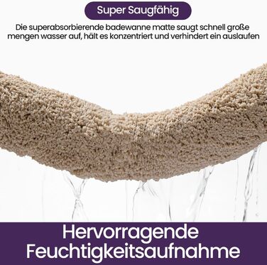 Килимок для ванної кімнати DEXI, м'який, нековзний, миючий, 50 x 80 см, бежевий