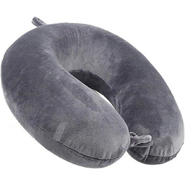 Подушка для шиї у літак/подорожі з Memory Foam - підтримуюча, компактна, легка, сіра