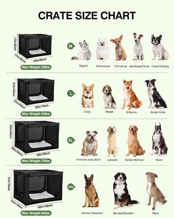 Складана переноска для собак середніх порід, 76x54x54 см, зелена/чорна (60x42x42 см)