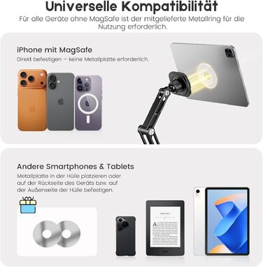 Магнітна підставка для планшета OHLPRO з алюмінію, тримач на стіл для iPad Pro/Mini/Air, iPhone, Kindle, Galaxy Tab та інших планшетів, чорний