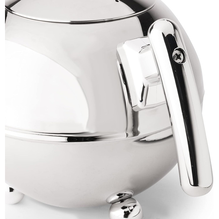 Bredemeijer round, pot-bellied, double-walled stainless steel teapot, 1.2 liters with chrome-colored handle