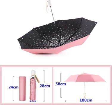 Стійкий до ультрафіолету компактний складаний парасоль від Voy Lady – Рожевий з квітковим принтом (96 см)