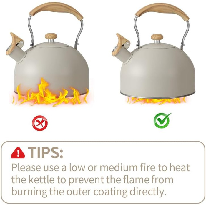 Чайник Teekessel 2.7л з дерев'яною ручкою, гучний свисток, нержавіюча сталь, антикорозійний, для всіх плит (2.5л)