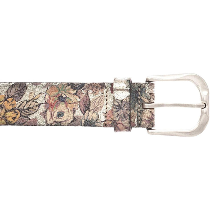 Жіночий ремінь VANZETTI з квітковим принтом, ширина 3.5 см, розмір 80-105 см, колір: золотий металік / багатоколір