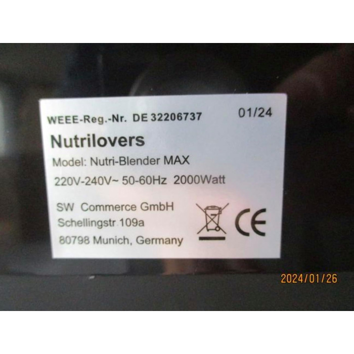 Потужний блендер NUTRI-BLENDER MAX 2000Вт, стаціонарний міксер для смузі, професійний блендер, 2 л Tritan, BPA Free, 9 швидкостей, цифровий таймер, книга рецептів