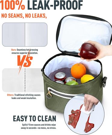 Lekesky 20L Ізольована Сумка-Холодильник – Переносна, Водонепроникна Сумка для Пікніка, Походу, Пляжу, Грилю (B-армійний зелений)