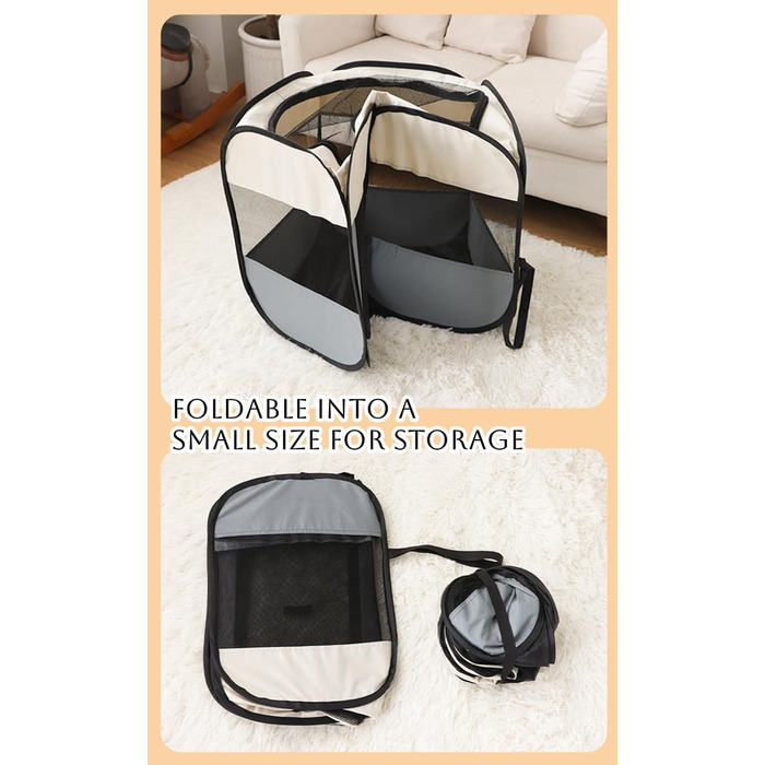 Переносний загін для собак, складаний вольєр для тварин, клітка для котів, вольєр для вагітних котів, зона для собак, розмножувальна клітка для собак, переносна клітка з сумкою (L, сірий)