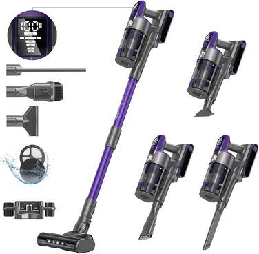 Бездротовий пилосос Vozascly X18: 33KPA, 500W, 65 хвилин роботи, 4-в-1, 4 рівні потужності, для підлоги, килима, шерсті тварин