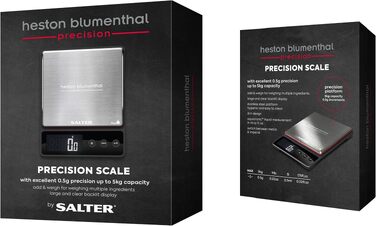 Цифрові кухонні ваги Heston Blumenthal by Salter 1140A HBBKDR, stainless steel, до 5 кг, точність 0.5 г, функція тари та вимірювання рідин