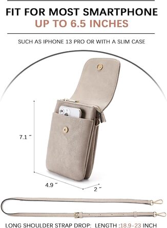 Сумка-клатч BOSTANTEN Klein через плече для телефону, сіра PU шкіра, жіноча, з гаманцем