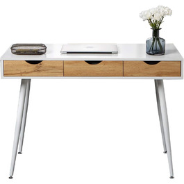 Soges Metal and E1 Wood Desk with 3 Drawers - 110x50x78cm White Office Writing Table for Storage