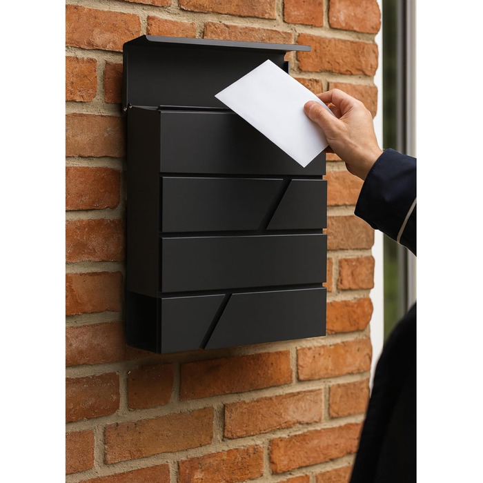 Поштовий ящик сталевий антрацит з газетницею, настінний - Verzinkter Stahl