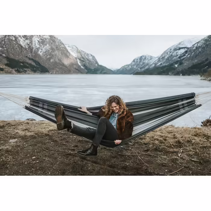 AMAZONAS XXL Comfort Hammock Paradiso, hand-crafted in Brazil, 250cm x 175cm, up to 200kg, in Lava color (Silver, Brazilian Paradiso)
