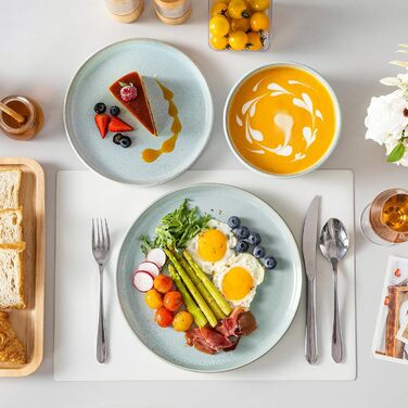 Набір посуду Steingut vancasso ANYA Mintgrün (18 предметів) - 6 осіб, сучасний сервіз з тарілок та мисок, сумісний з посудомийною машиною та мікрохвильовою піччю