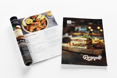 AECO TOUCH аерофритюрниця 5,7 л з підсвіченим 270° оглядовим вікном, цифровим сенсорним дисплеєм, 1700 Вт, 8 програм, регулювання температури 80–200°C, з рецептурником