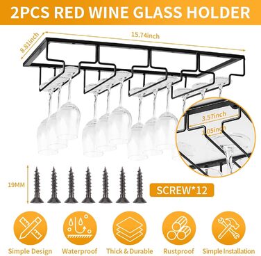 Підставка для келихів CIRULLI (2 шт.) - металева, на 4 келихи, для кухні, бару, ресторану, чорна