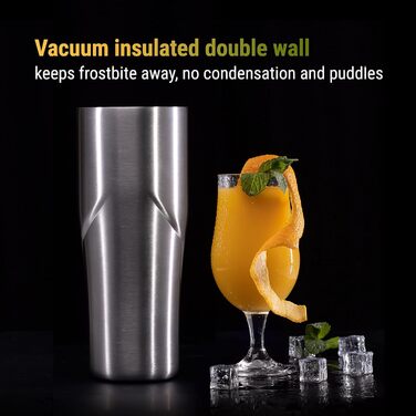 Lexenic Premium Cocktail Shaker 24oz - Vacuum-Insulated Martini Shaker, Spoon & Jigger Kit - 18/8 Stainless Steel - Drink Shaker - Built-in Strainer Margarita Shaker for Home Bar, Picnic, Gift
