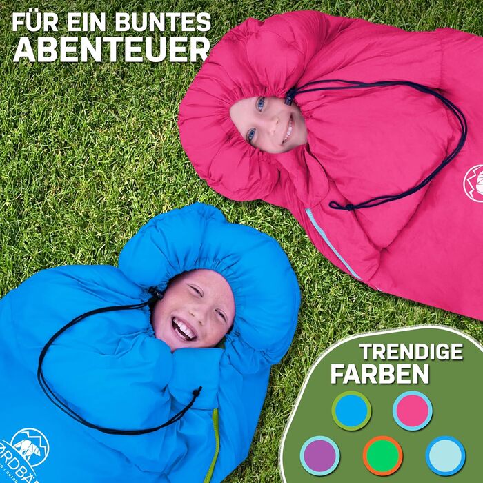 Дитячий спальний мішок для хлопчиків та дівчаток до 145 см | 100% бавовна | Мумійний, легкий та теплий | Outdoor, кемпінг [1200г] | Кольори: фіолетовий/бірюзовий (рожевий/блакитний)