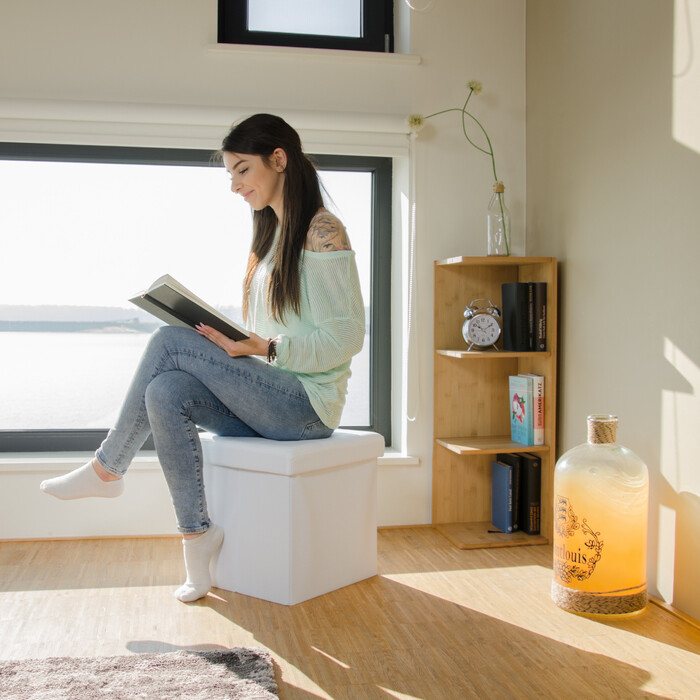 Складаний пуф Relaxdays з білизною для зберігання