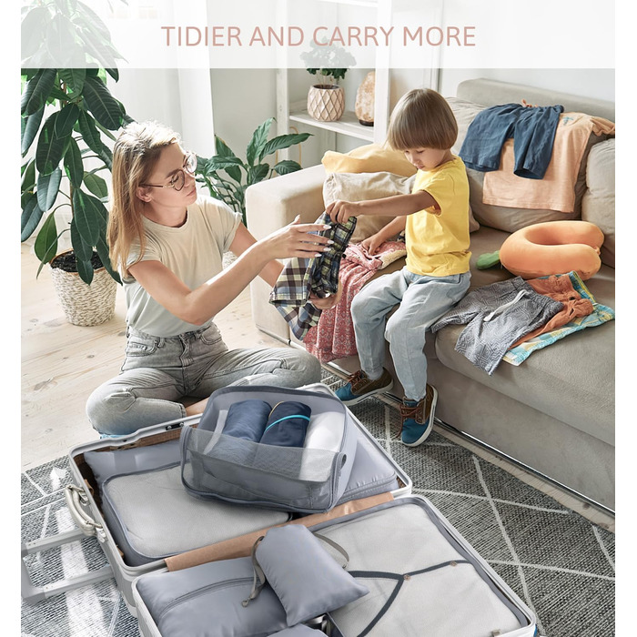 Органайзер для валізи Meowoo, набір 8 шт. (сірий): кубики для пакування, органайзери для подорожей та бізнесу