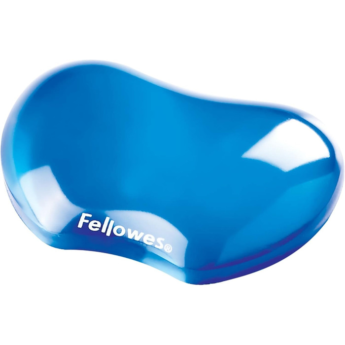 Підставка для зап'ястя Fellowes Crystals - гнучка, з гелевою подушечкою, для офісу, дому, в дорогу та геймінгу, миється, блакитна