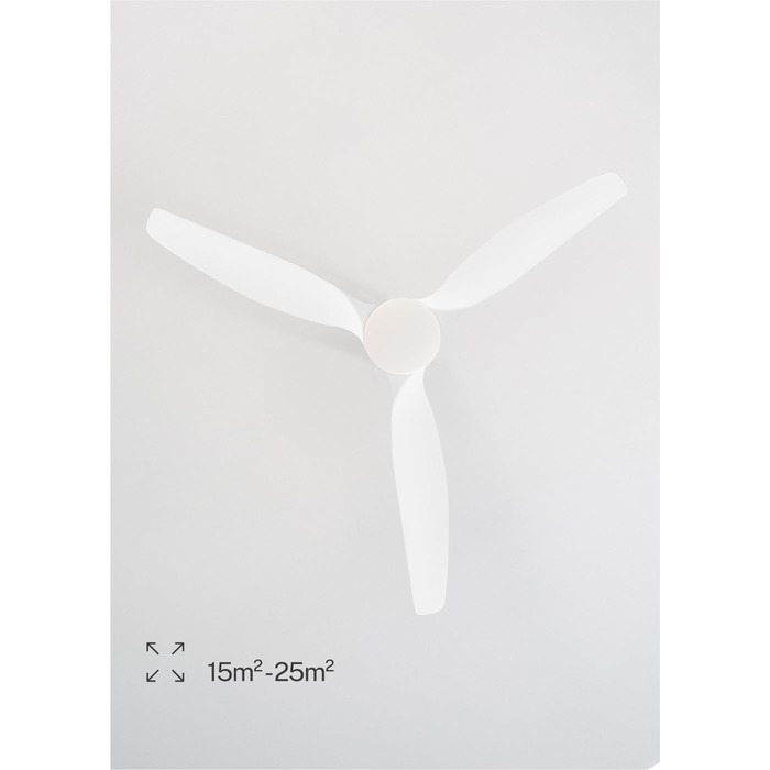 Вентилятор стельовий Windcalm Natural Wood з пультом, Ø132 см, 40W, 6 швидкостей, літній/зимовий режим, білий, з підсвіткою