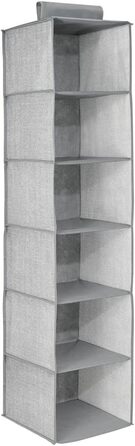 mDesign висувний тканинний шафа з поліестеру – 6 полиць – настінний шафа з тканини для спальні – ідеально як вішалка для одягу, ременів, клатчів – сірий та чорний (сірий)