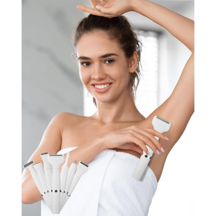 Набір для епіляції та стрижки 7-в-1 для жінок: тример для обличчя, бікіні, під пахвами, носа. USB, водонепроникний, портативний.